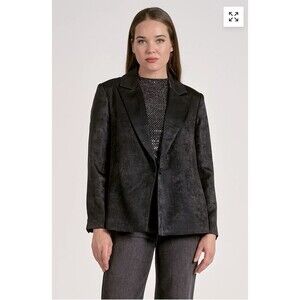 Elan Wide Lapel Black Metallic Lightweight One Button Blazer Women’s Size XL NWT